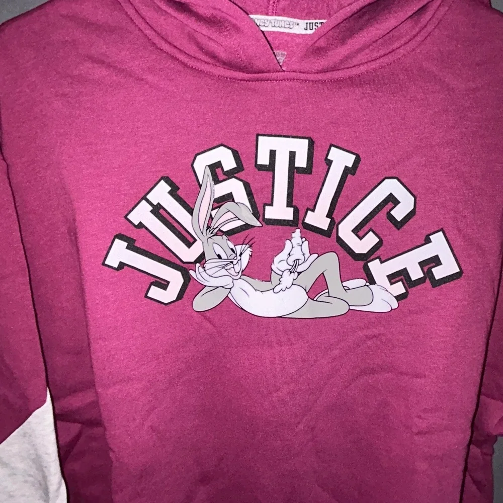 Girls Hoodie Pull Over Justice Bugs Bunny Magenta Colorblock Size L‎ 12/14 NEW